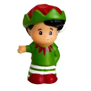 Fisher Price Little People Christmas Elf Figure Green Red‎ Holiday Toy